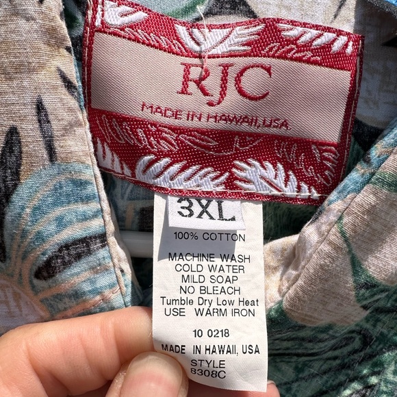 74A. RJC Men’s Aloha Button up Short sleeve Hawaii wear Made in Hawaii 3XL - Picture 6 of 6